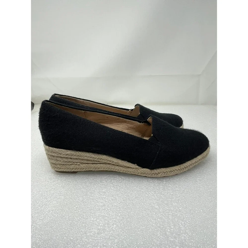 LifeStride Kamilla Black Fabric Espadrille Wedge Pumps Shoes Womens 11W